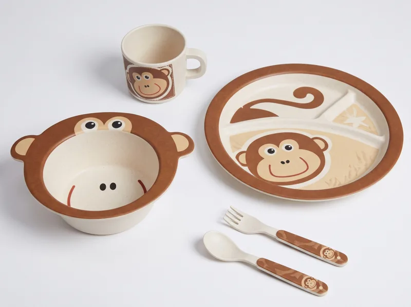 Kids' dinner set 5 pieces, monkey design