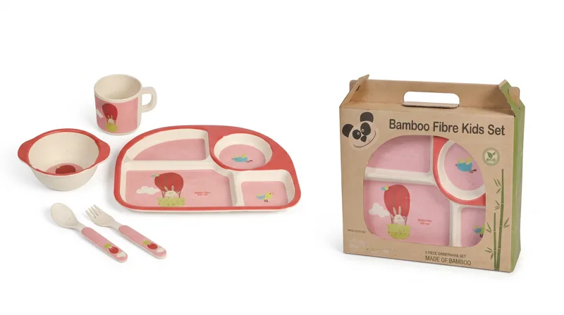 Kids' 5-piece bamboo fibre dinner set