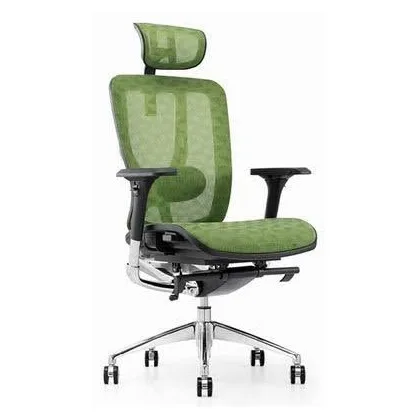 Ergonomic mesh chair with headrest, green