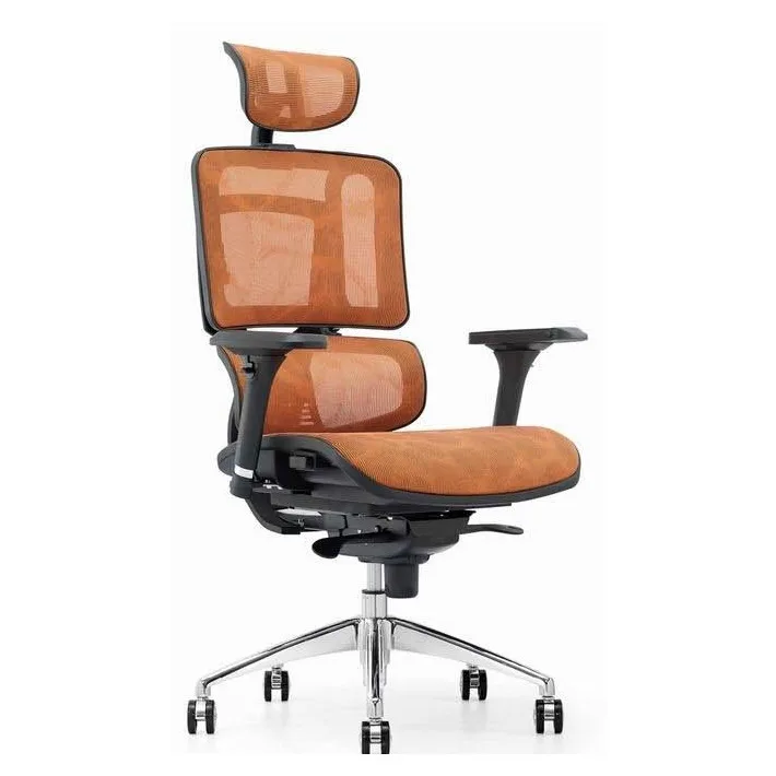 Ergonomic mesh chair with headrest, orange