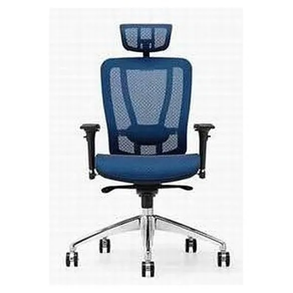 Ergonomic mesh chair with headrest, blue