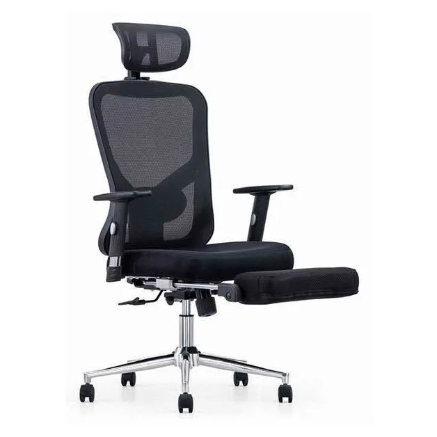 Ergonomic mesh chair with headrest and pull-out footrest