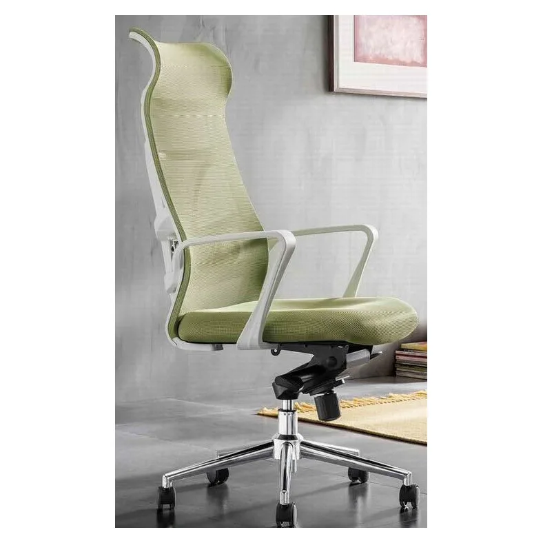 High-back mesh office chair with integrated headrest