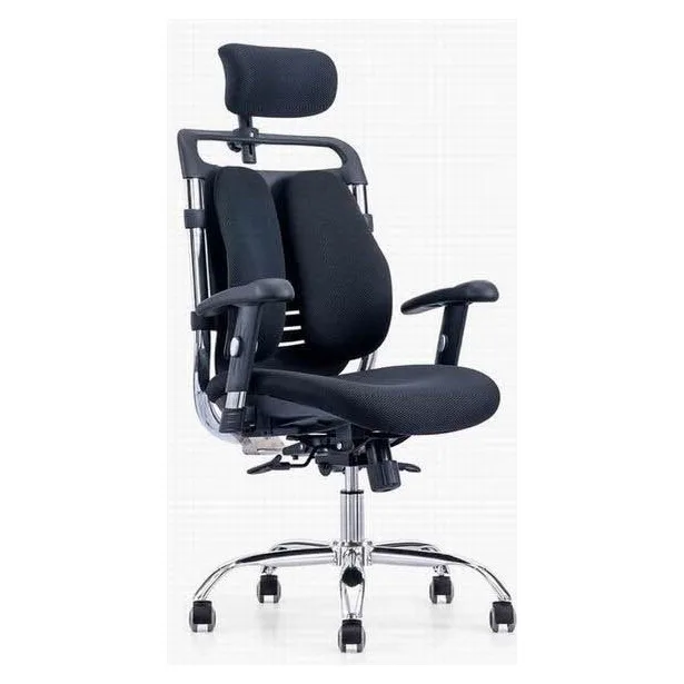 Ergonomic chair with split backrest and headrest