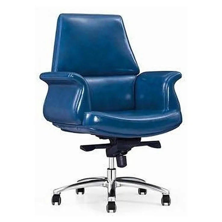 Mid-back executive chair in blue PU