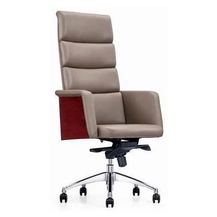 High-back executive chair with wood side panels
