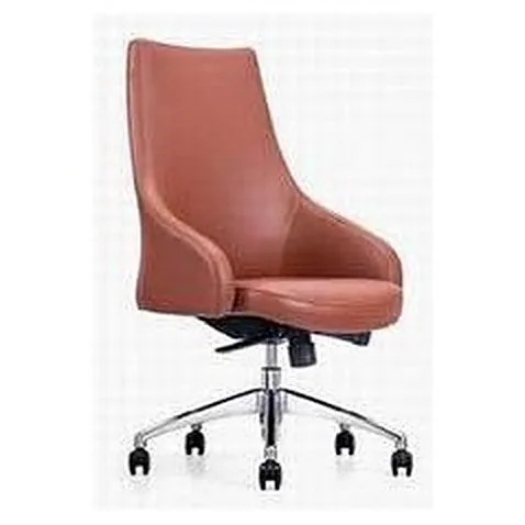 Mid-back executive chair in tan leather-look upholstery
