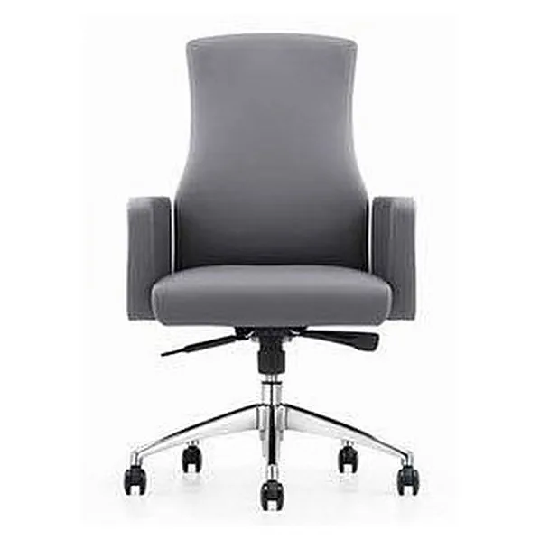Mid-back executive chair in grey leather-look upholstery