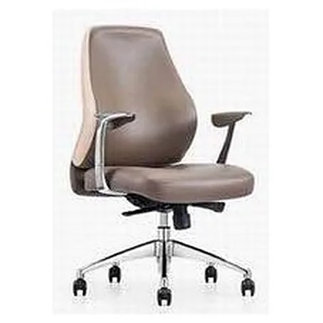 Mid-back executive chair, two-tone taupe and beige, aluminium armrests