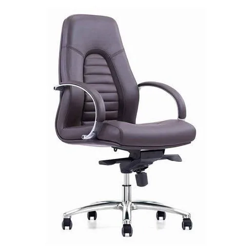 Mid-back executive chair in dark brown, ribbed backrest