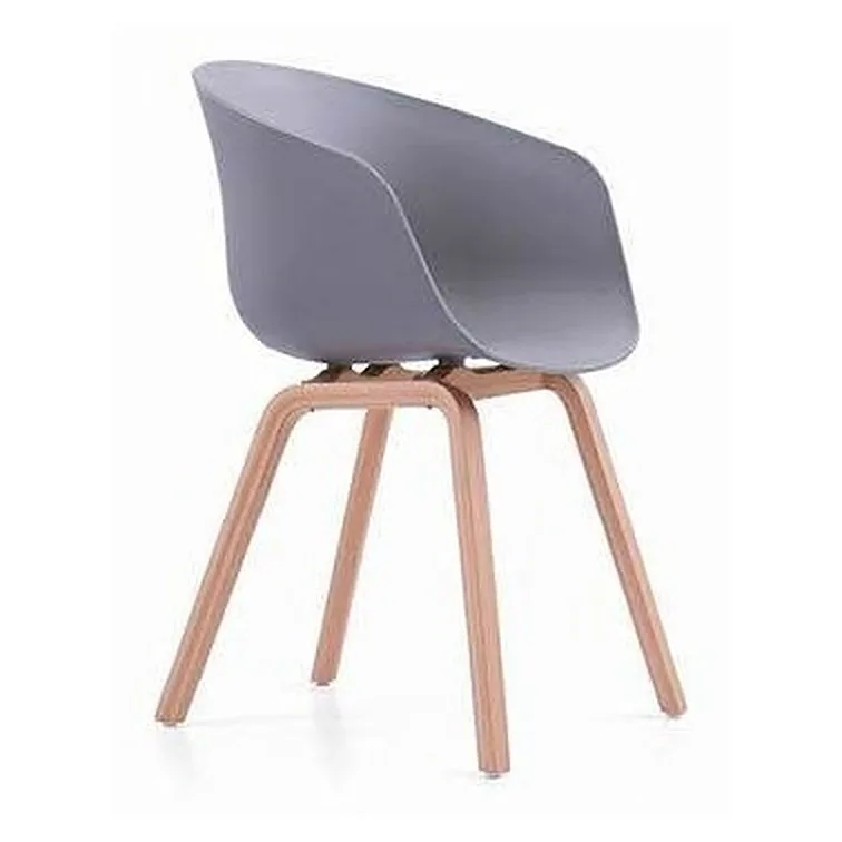 Shell armchair with wood-look legs