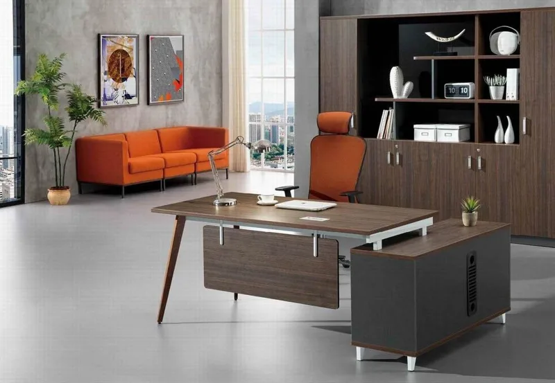 L-shaped executive desk 160 cm with side cabinet