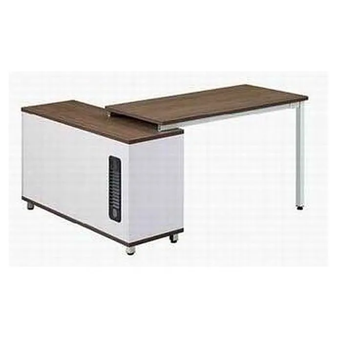 Compact L-shaped desk 120 cm with side cabinet