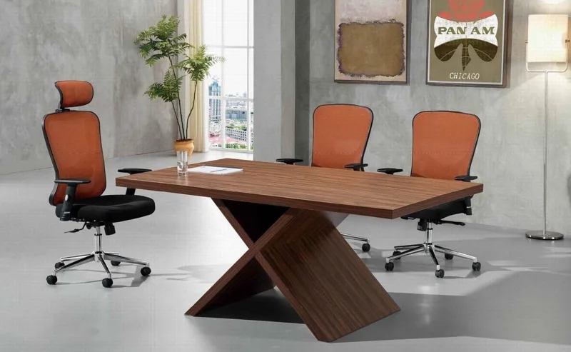 Meeting table 200 cm with X-shaped base
