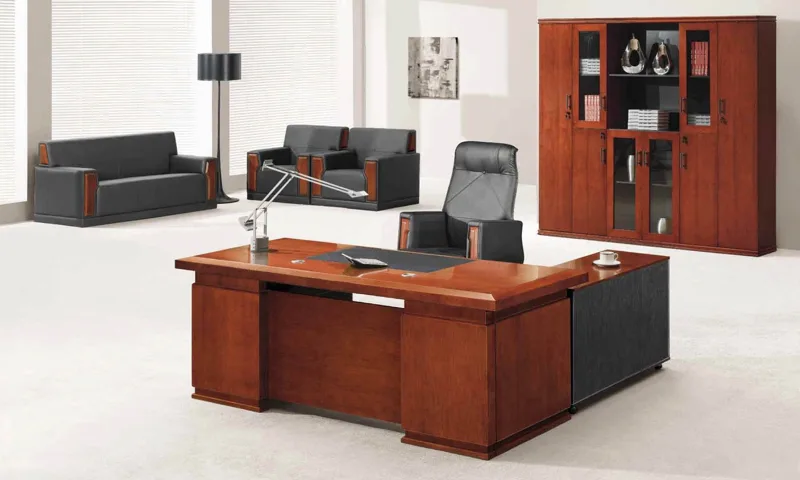 Office bookcase cabinet 225 cm with glass doors and open shelf