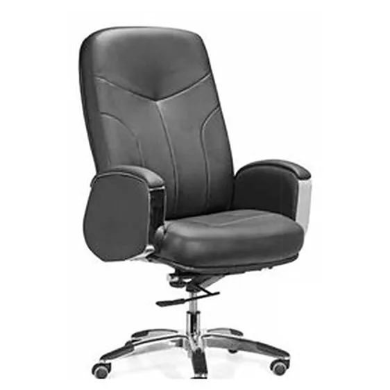 High-back executive chair in black with metal base