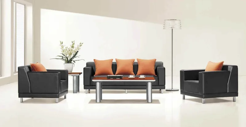 Office sofa set 1+1+3, black