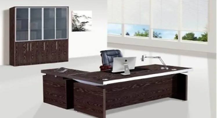 Executive desk 1.6 m with side return, dark wood