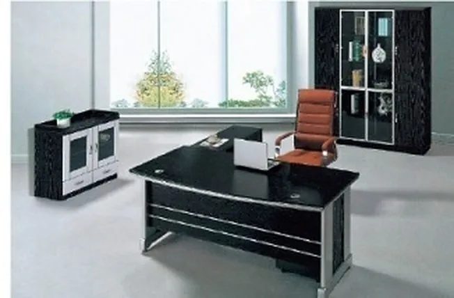 Office desk 1.6 m, dark wood finish