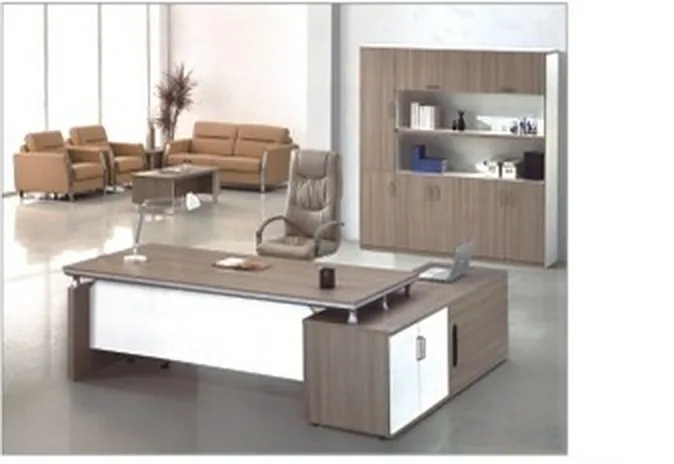 Executive desk 1.6 m with side return, grey oak