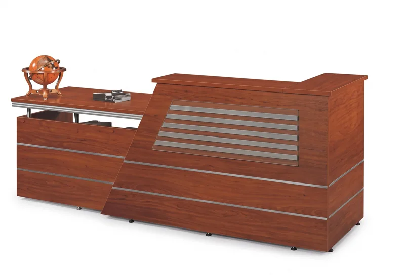 Reception desk 2.2 m, cherry wood finish
