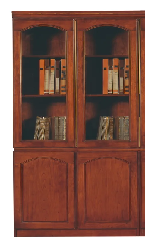 2-door wooden bookcase with glass doors