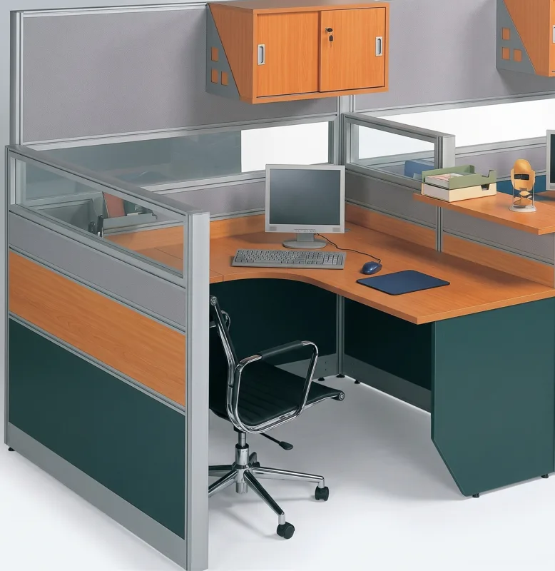 Single-person workstation with partitions