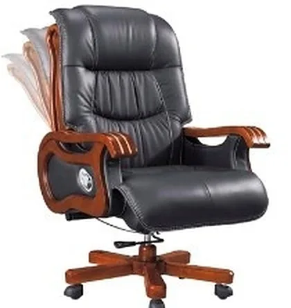 Reclining executive chair, black leather