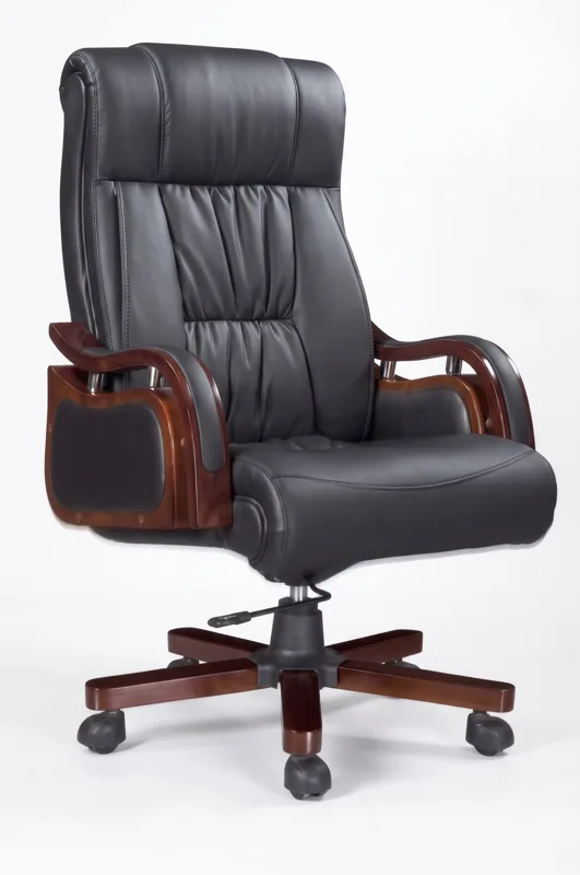 High-back executive chair, black leather