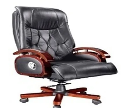 Tufted executive chair, black leather