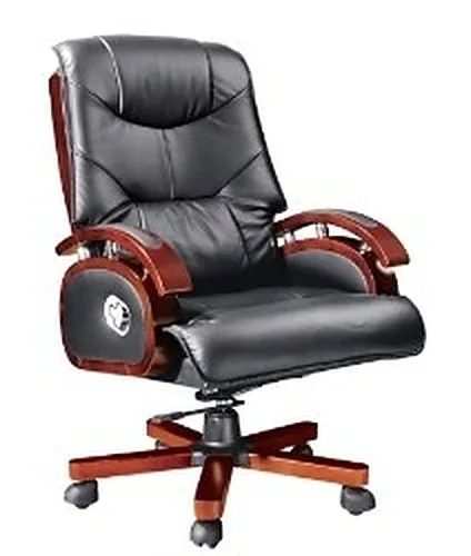 Padded executive chair, black leather