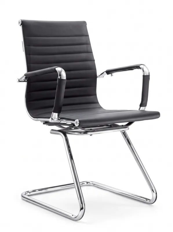 Ribbed cantilever visitor chair, black
