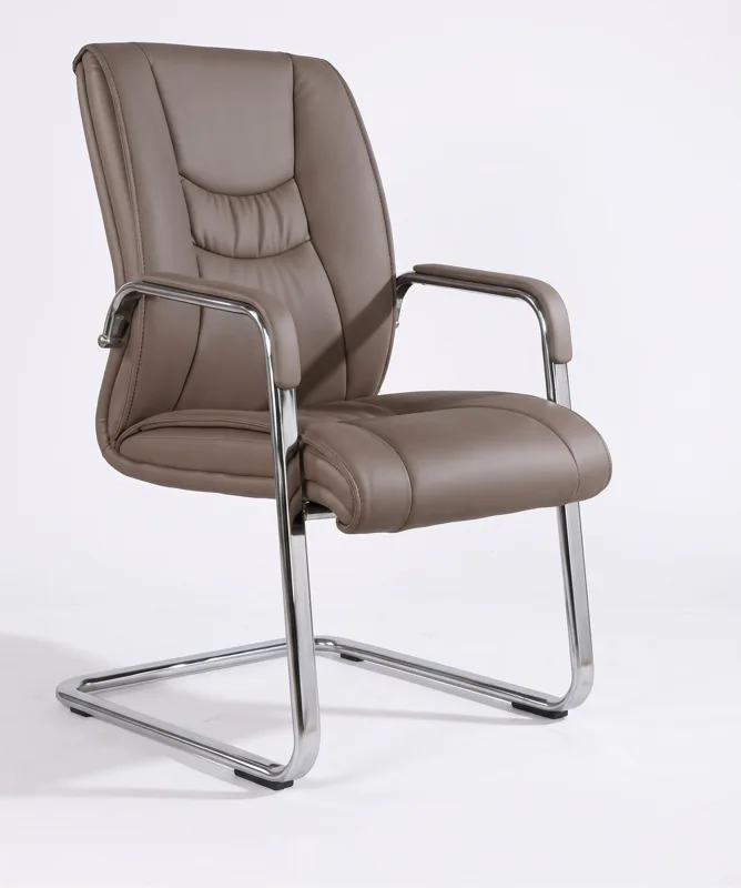 Padded visitor chair with chrome frame, grey