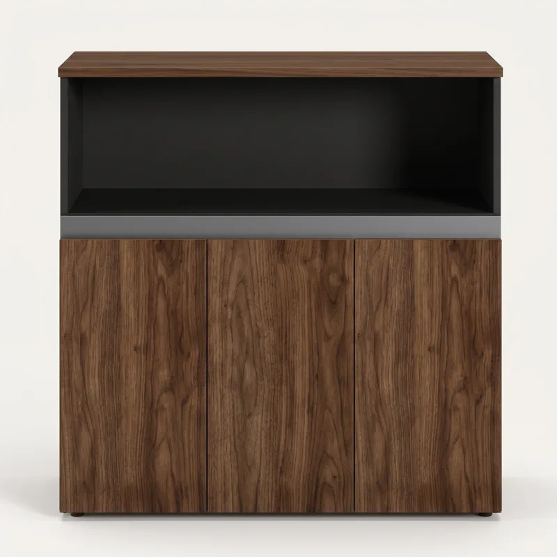 Office cabinet 1.18 m with open shelf and 3 doors