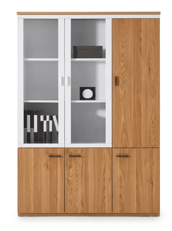 Tall office cabinet 2.0 m with glass doors