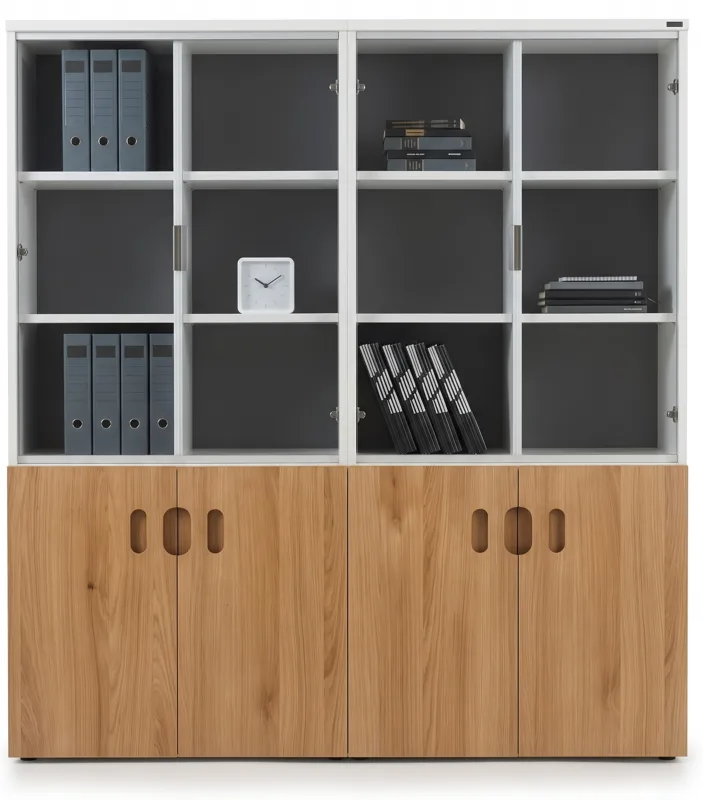 Office cabinet 1.6 m wide, 4 glass doors