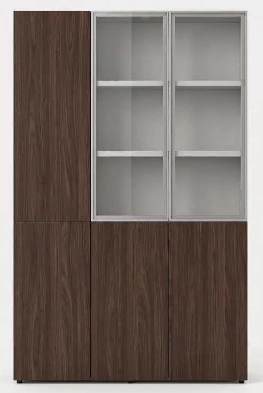 Tall office cabinet 2.0 m with glass doors