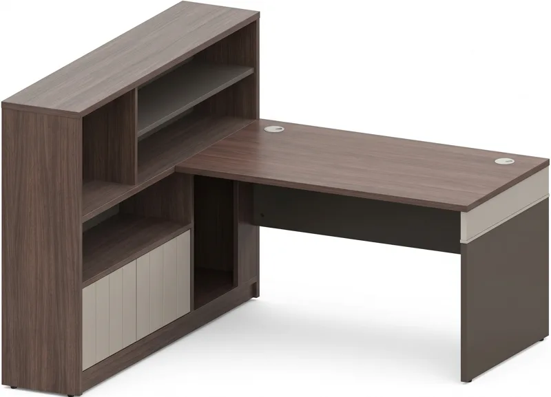 Single workstation with left storage unit