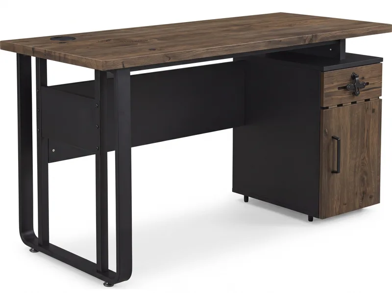 Office desk 1.4 m with metal frame and pedestal