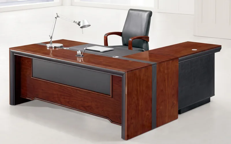 Executive desk 1.6 m with side return, mahogany tone