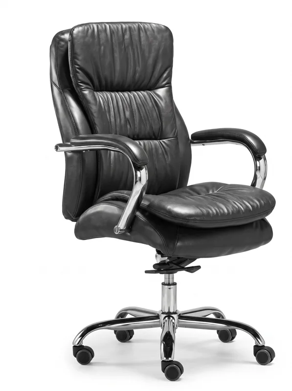 Executive office chair in black leather