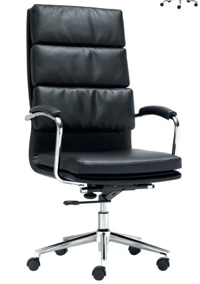 High-back executive chair in black leather