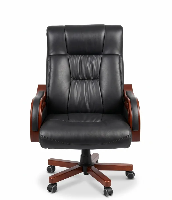 Executive chair with wooden armrests