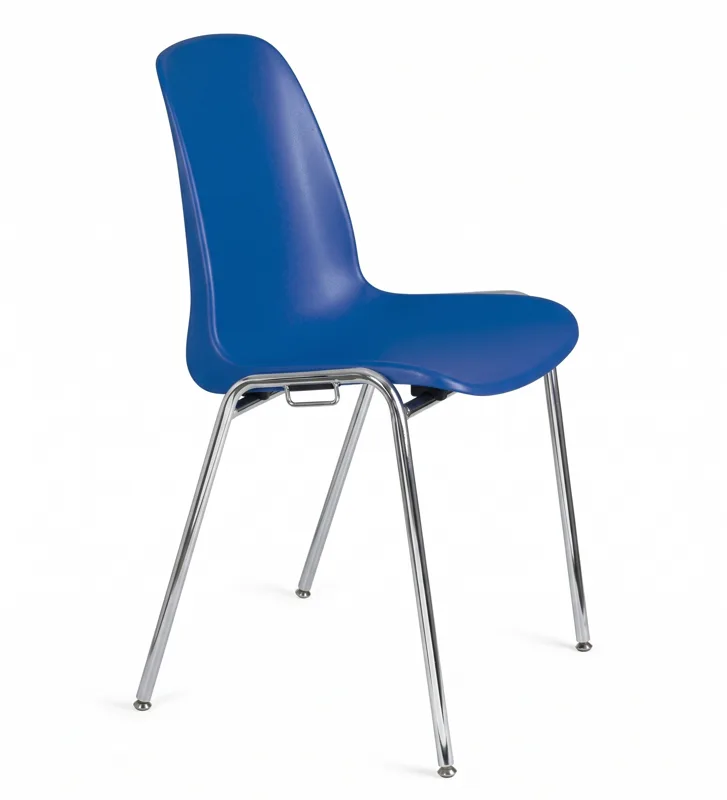 Plastic shell visitor chair, chrome legs