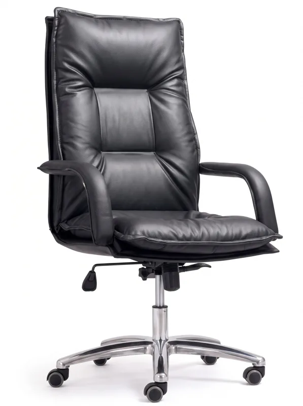 High-back executive chair, black leather-look
