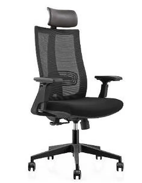 Mesh office chair with headrest, black