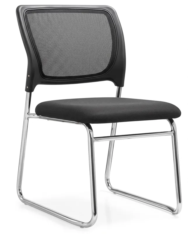 Mesh-back visitor chair, chrome sled frame