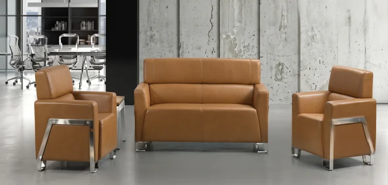 Office sofa set 1+1+3, light brown