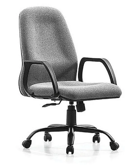 Fabric swivel office chair with armrests, black