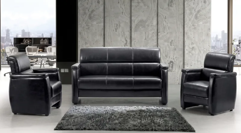 Office sofa set 1+1+3, green PU